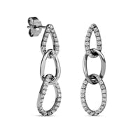 0.5 CT. T.W. Diamond Triple Links Dangle Earrings in Sterling Silver