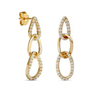 0.5 CT. T.W. Diamond Triple Links Dangle Earrings in Sterling Silver with 14K Gold Plate