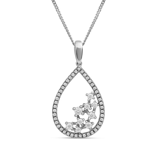 0.38 CT. T.W. Natural Diamond Scatter Teardrop Pendant in 10K White Gold