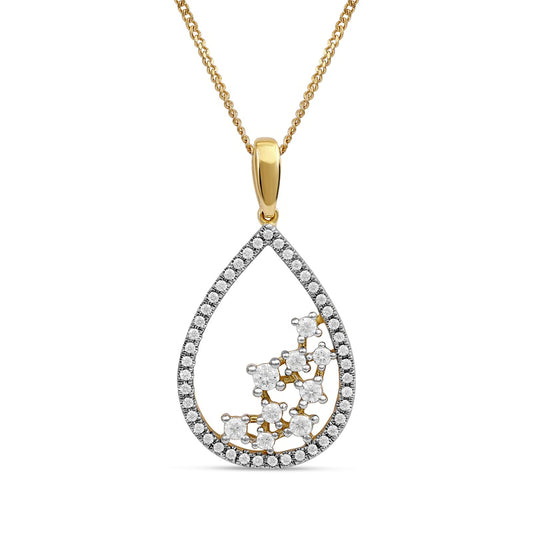 0.38 CT. T.W. Natural Diamond Scatter Teardrop Pendant in 10K Yellow Gold