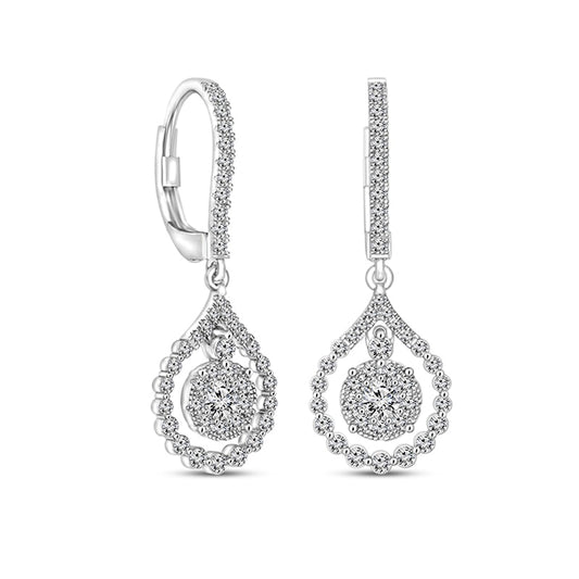 1 CT. T.W. Diamond Dangle Teardrop Earrings in 10K White Gold