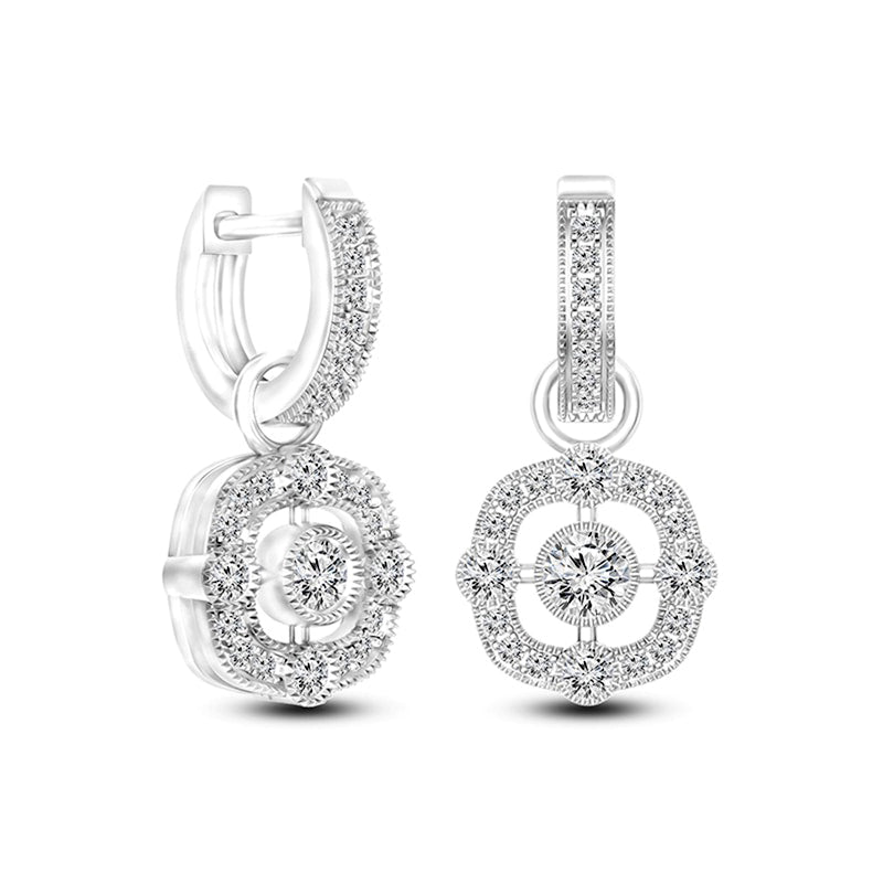 0.5 CT. T.W. Diamond Convertible Vintage-Style Dangle Hoop Earrings in 10K White Gold