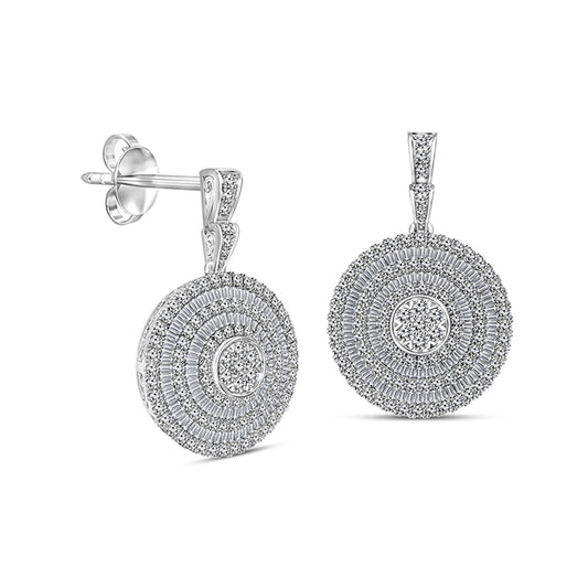 3 CT. T.W. Diamond Layered Disc Drop Earrings in 10K White Gold