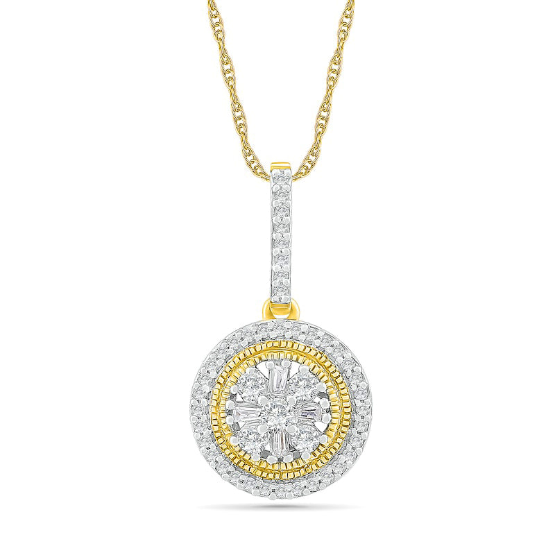 0.33 CT. T.W. Composite Natural Diamond Frame Drop Pendant in 10K Yellow Gold