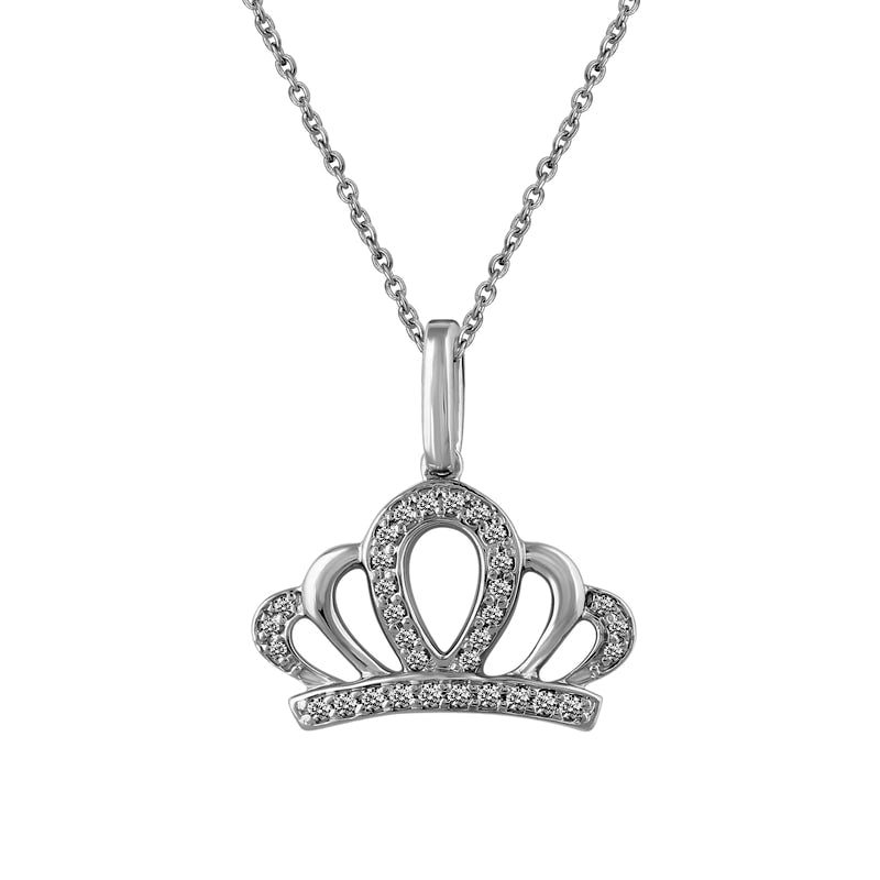 0.13 CT. T.W. Natural Diamond Crown Pendant in 14K White Gold