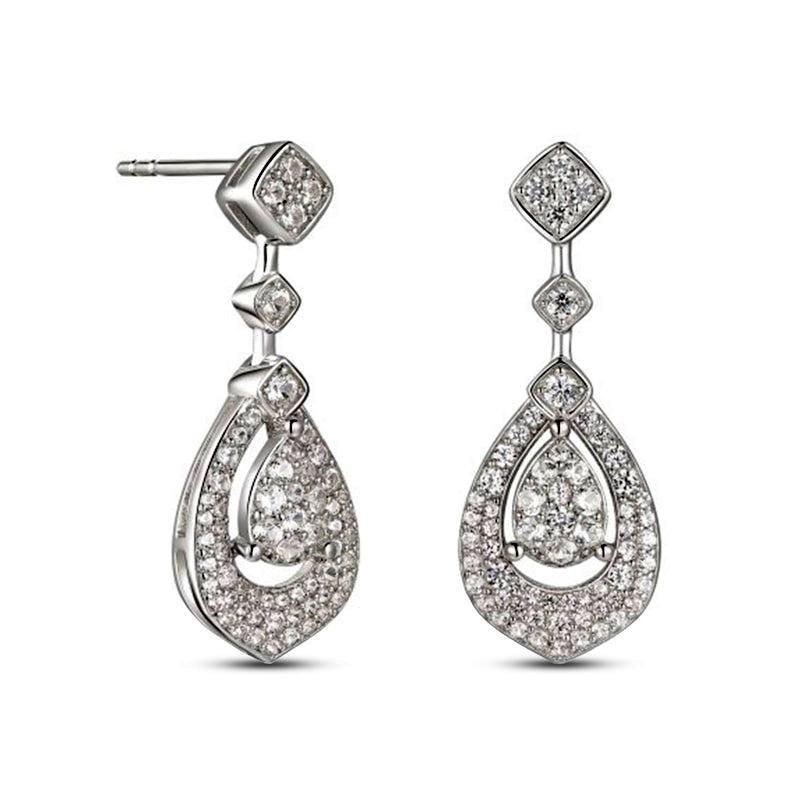 0.88 CT. T.W. Composite Diamond Teardrop Earrings in 14K White Gold