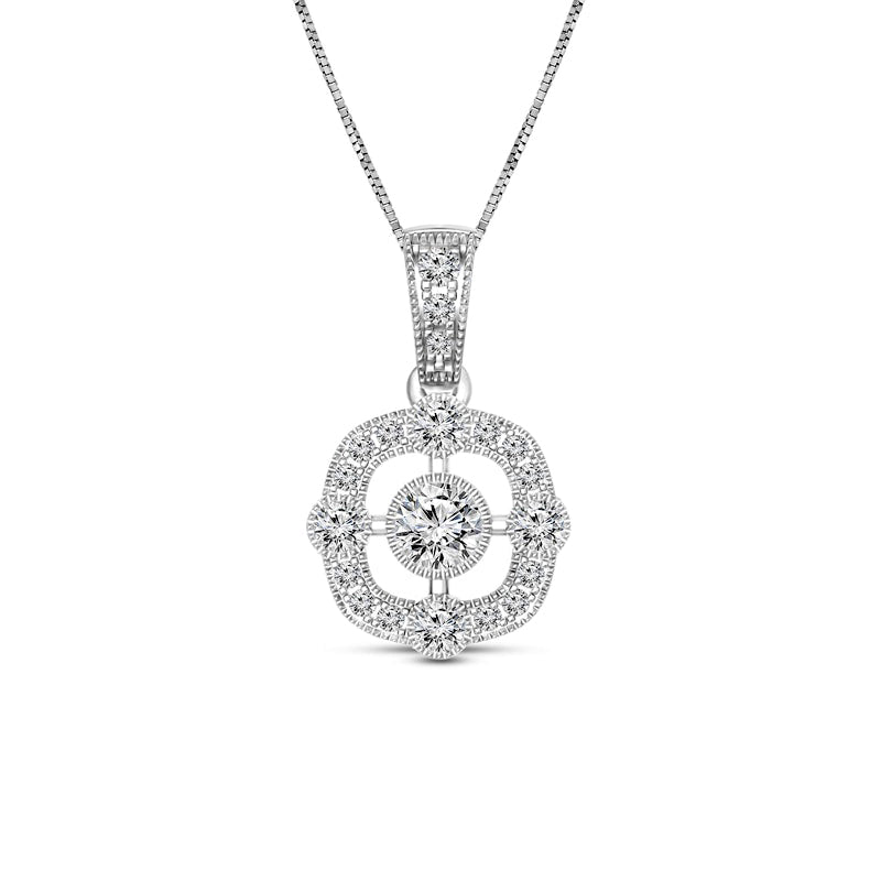 0.25 CT. T.W. Natural Diamond Antique Vintage-Style Art Deco Pendant in 10K White Gold