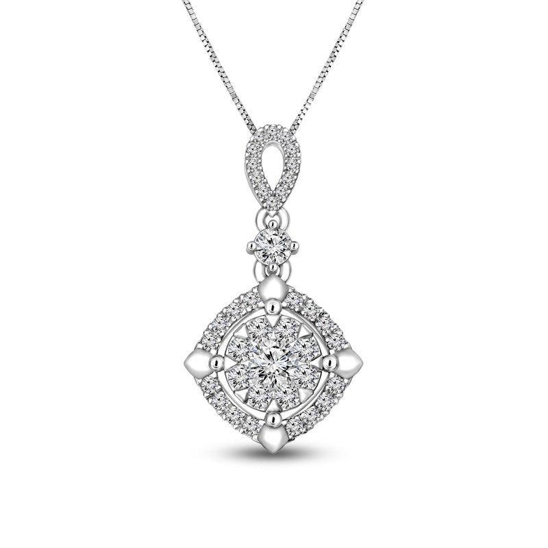 0.38 CT. T.W. Composite Natural Diamond Dangle Drop Pendant in 14K White Gold