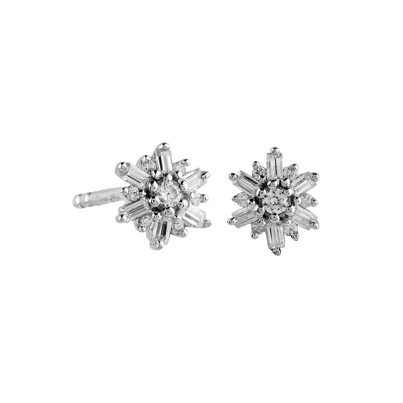 0.17 CT. T.W. Diamond Snowflake Stud Earrings in 10K White Gold