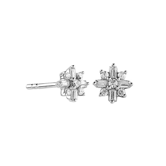 0.17 CT. T.W. Diamond Starburst Stud Earrings in 10K White Gold