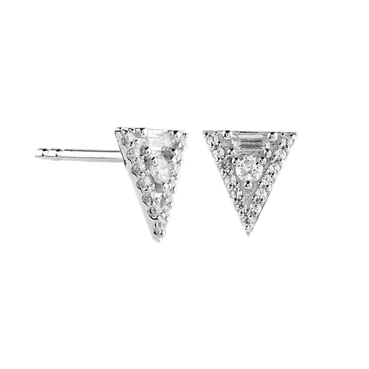 0.25 CT. T.W. Diamond Inverted Triangle Stud Earrings in 10K White Gold