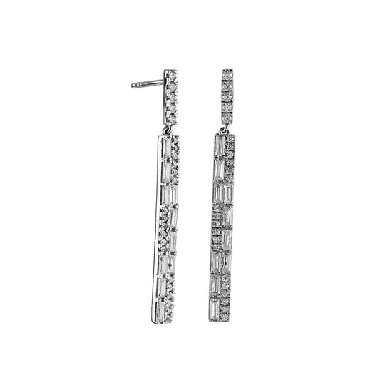 1 CT. T.W. Diamond Art Deco Stick Drop Earrings in 10K White Gold