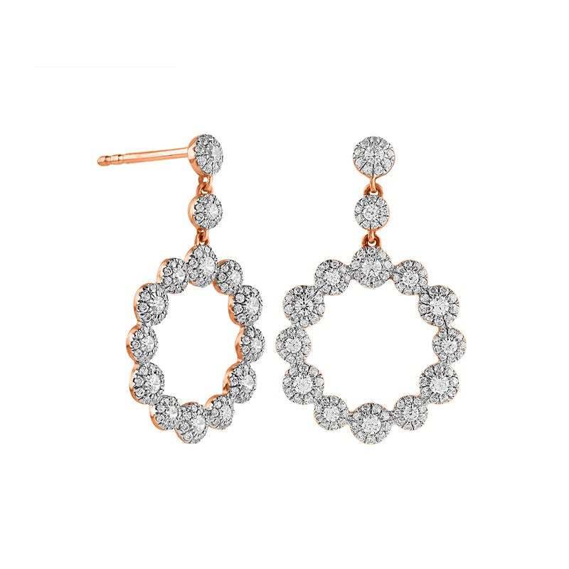 1 CT. T.W. Diamond Frame Open Circle Drop Earrings in 10K Rose Gold