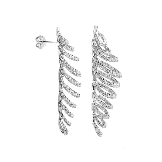 2 CT. T.W. Diamond Cascading Ribbon Drop Earrings in 10K White Gold