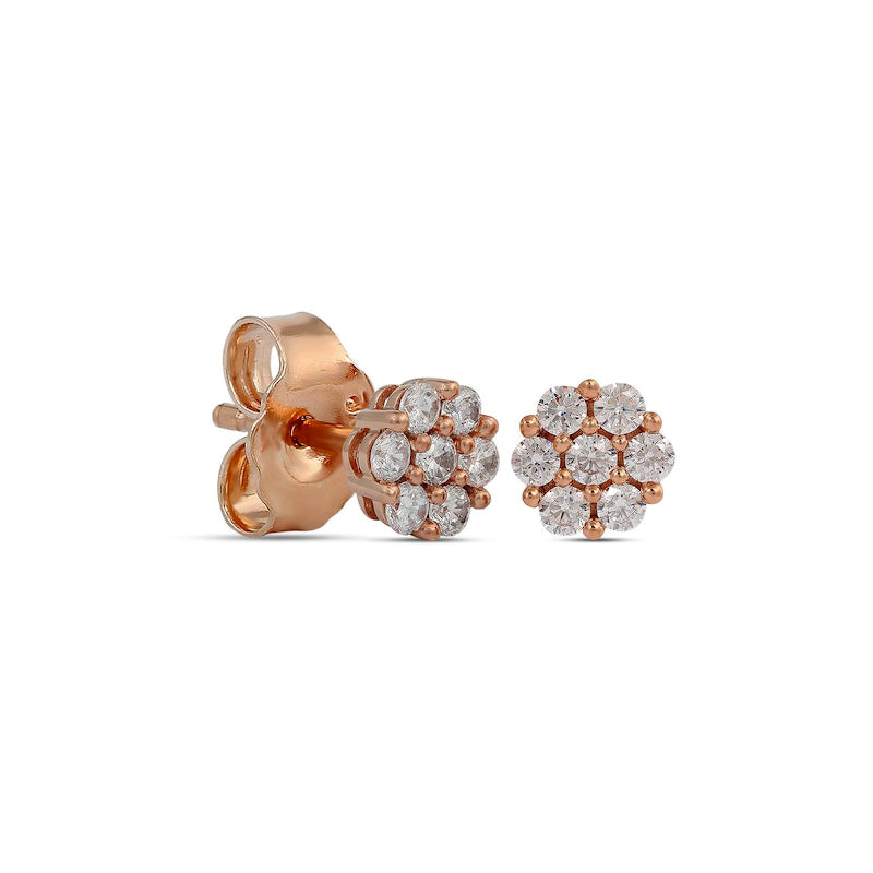 0.2 CT. T.W. Composite Diamond Flower Stud Earrings in 10K Rose Gold