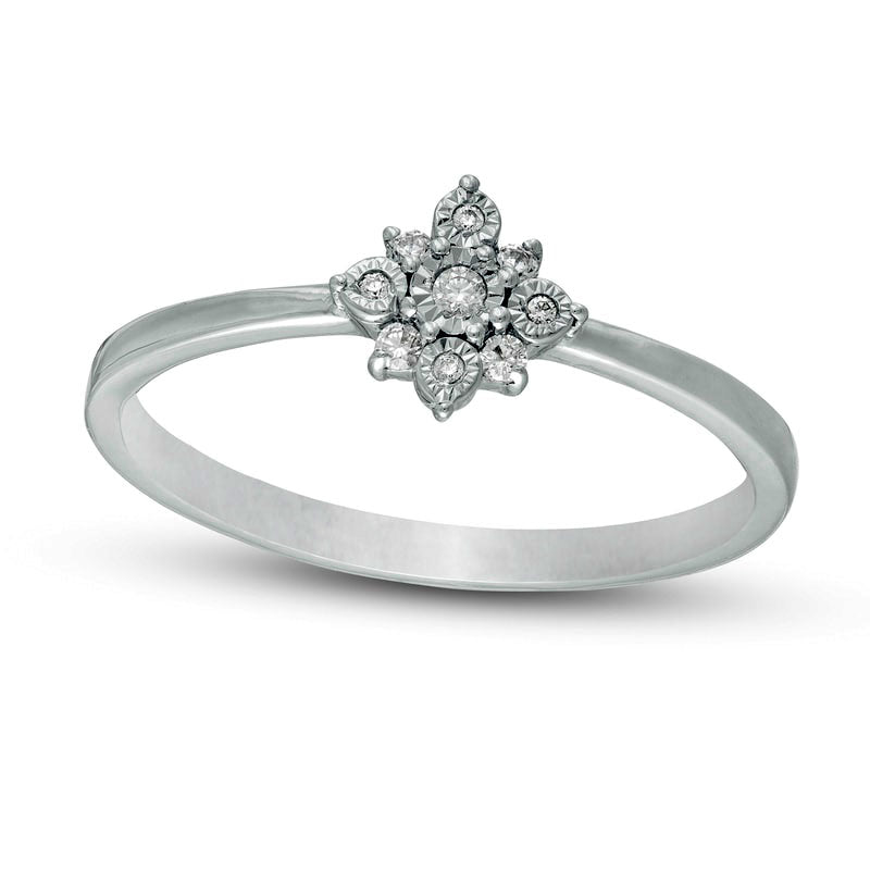 0.05 CT. T.W. Natural Diamond Flower Promise Ring in Sterling Silver