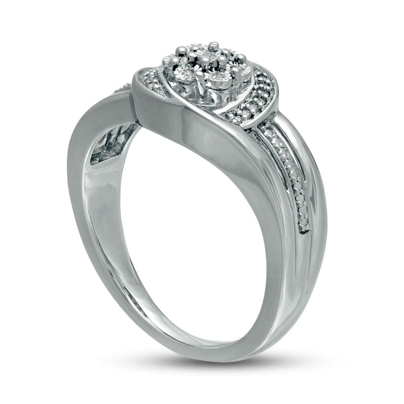 0.05 CT. T.W. Composite Natural Diamond Bypass Split Shank Promise Ring in Sterling Silver