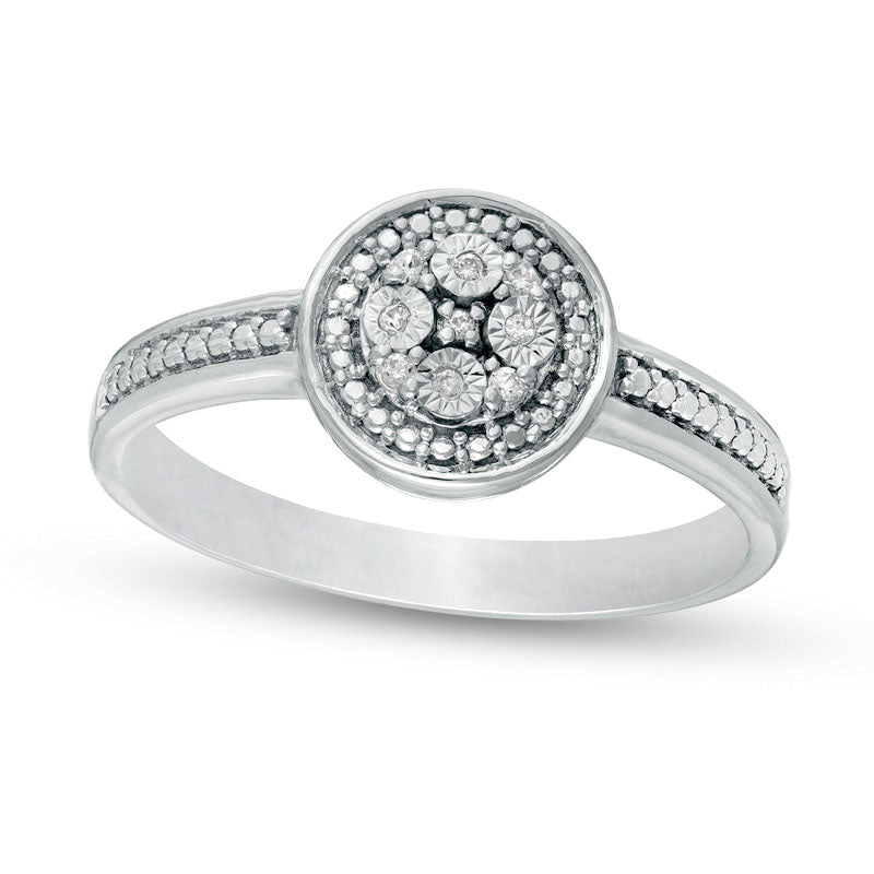 Composite Natural Diamond Accent Frame Promise Ring in Sterling Silver