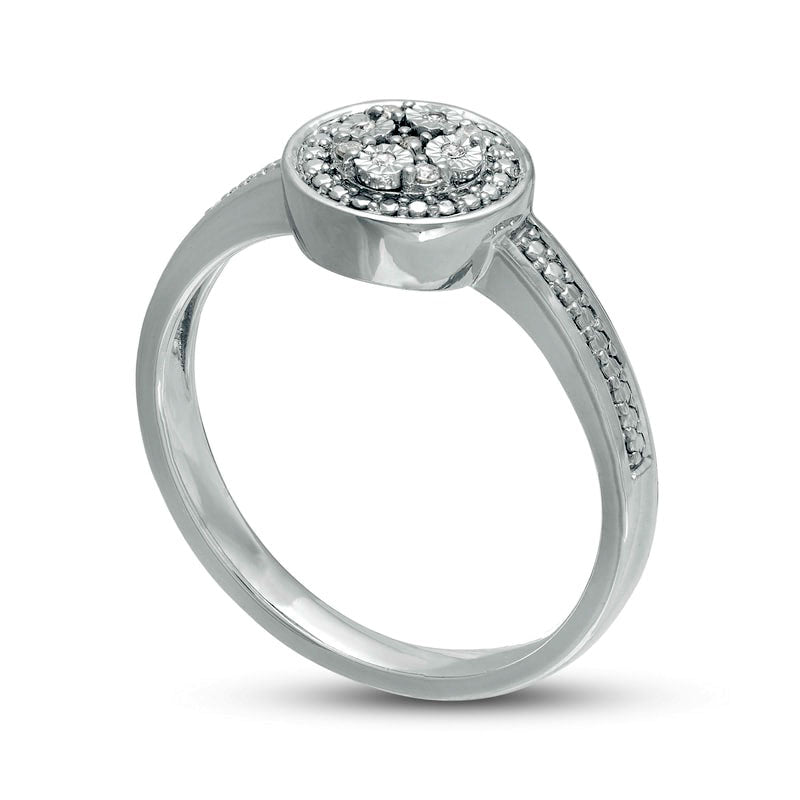 Composite Natural Diamond Accent Frame Promise Ring in Sterling Silver