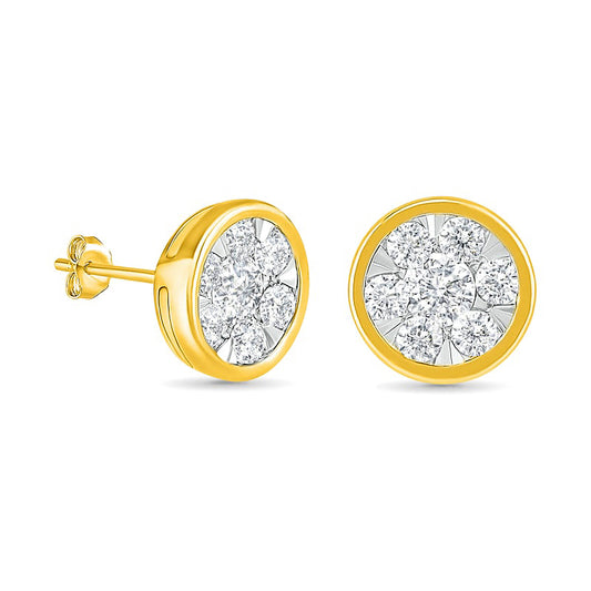 1 CT. T.W. Composite Diamond Circle Stud Earrings in 10K Gold