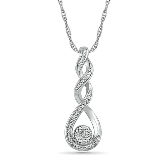 Natural Diamond Accent Cascading Teardrop Pendant in Sterling Silver