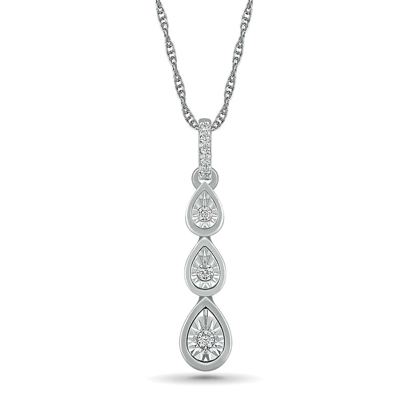 Natural Diamond Accent Triple Teardrop Pendant in Sterling Silver