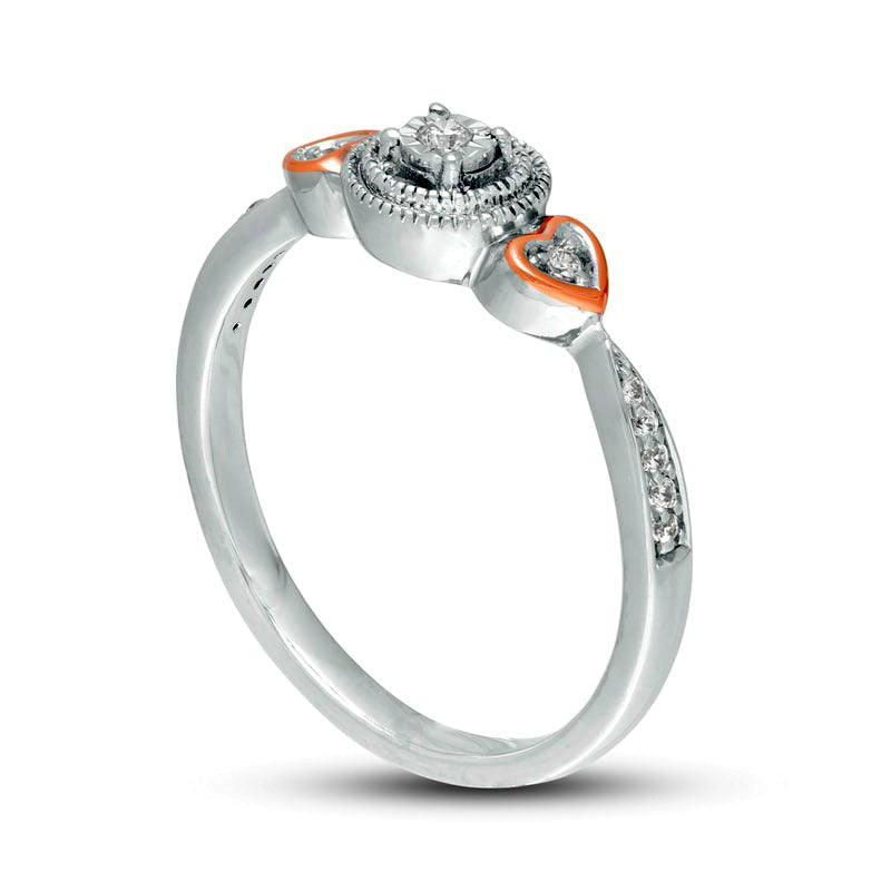 0.10 CT. T.W. Composite Natural Diamond Heart Sides Promise Ring in Sterling Silver and Solid 10K Rose Gold