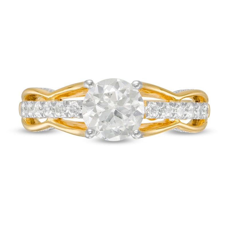 1.5 CT. T.W. Natural Diamond Scallop Edge Engagement Ring in Solid 10K Yellow Gold