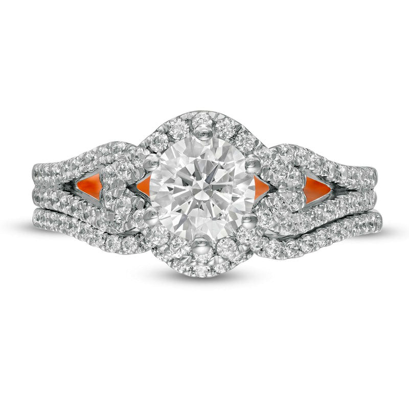 1.25 CT. T.W. Natural Diamond Frame Loop Bridal Engagement Ring Set in Solid 10K Rose Gold