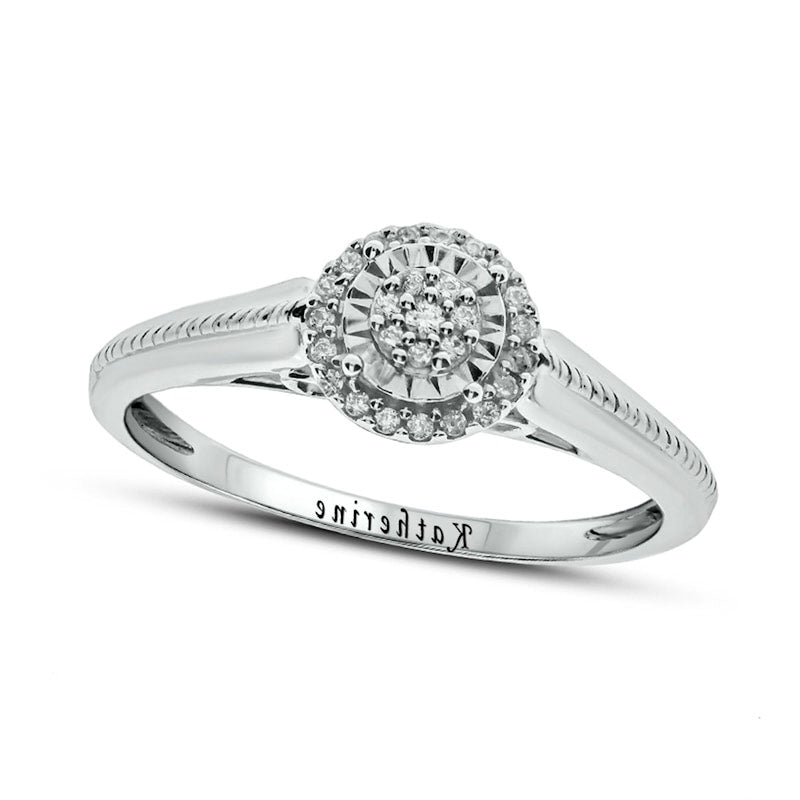 0.10 CT. T.W. Composite Natural Diamond Frame Milgrain Shank Engravable Promise Ring in Solid 10K White Gold (1 Line)