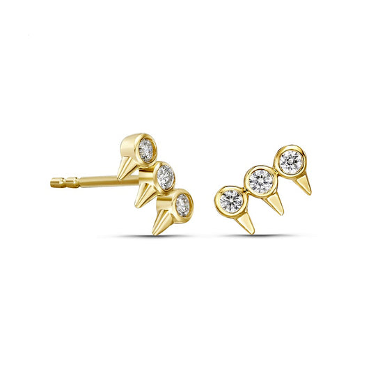 0.17 CT. T.W. Diamond Spikes Trio Bar Stud Earrings in 10K Gold