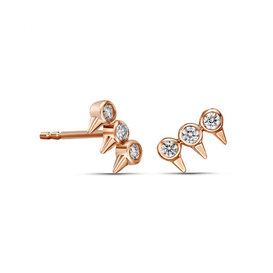 0.17 CT. T.W. Diamond Spikes Trio Bar Stud Earrings in 10K Rose Gold