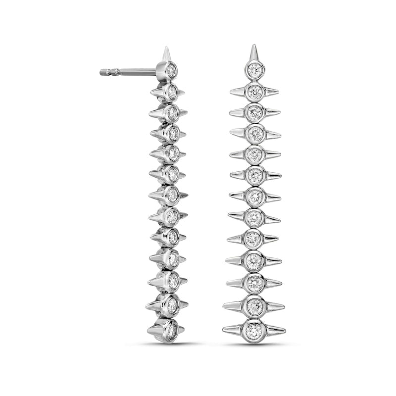 0.5 CT. T.W. Diamond Sideways Spikes Line Drop Earrings in 10K White Gold