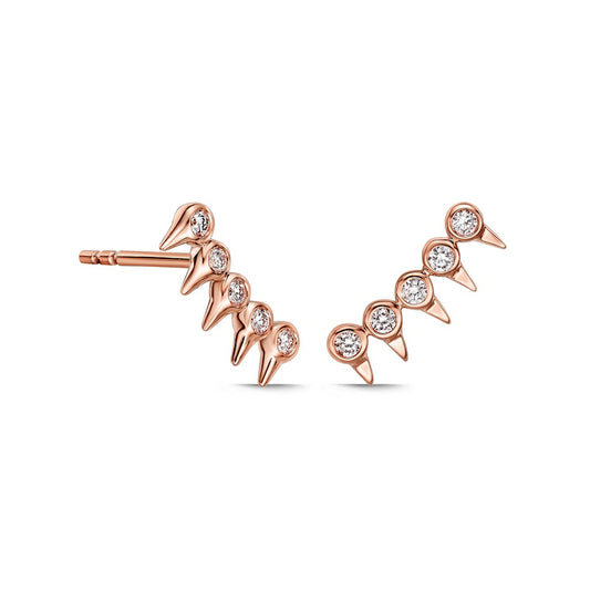 0.17 CT. T.W. Diamond Spikes Crawler-Style Stud Earrings in 10K Rose Gold