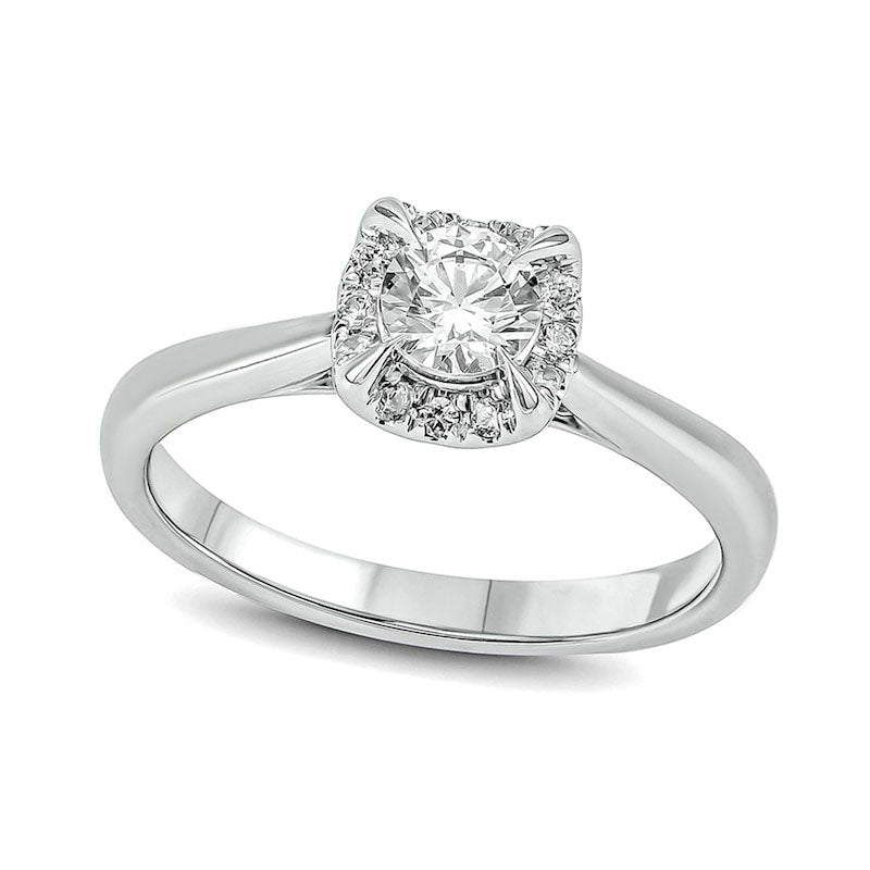 0.50 CT. T.W. Natural Diamond Cushion Frame Engagement Ring in Solid 10K White Gold