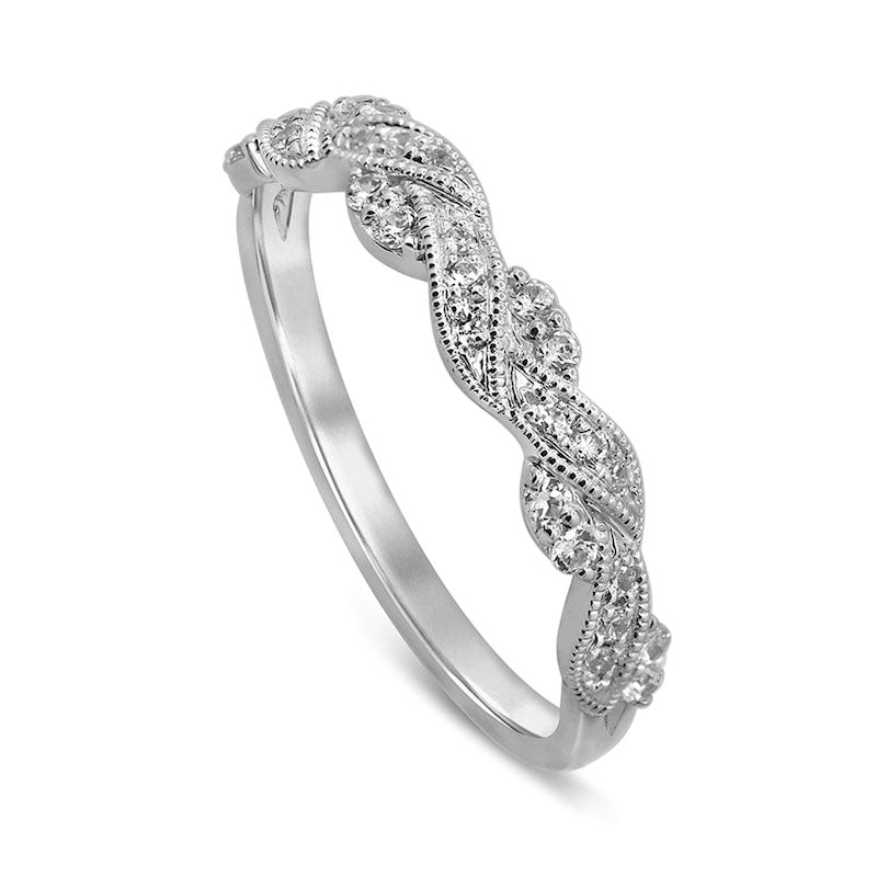 0.25 CT. T.W. Natural Diamond Braided Antique Vintage-Style Anniversary Band in Solid 10K White Gold