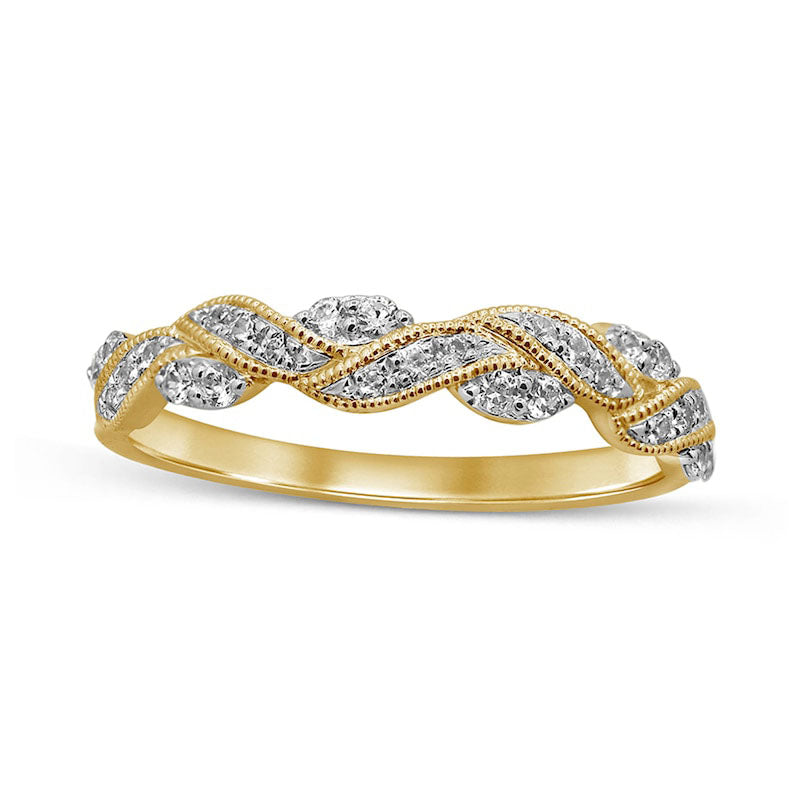 0.25 CT. T.W. Natural Diamond Braided Antique Vintage-Style Anniversary Band in Solid 10K Yellow Gold