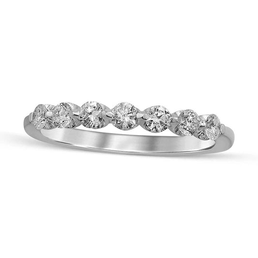 0.50 CT. T.W. Natural Diamond Seven Stone Anniversary Band in Solid 10K White Gold