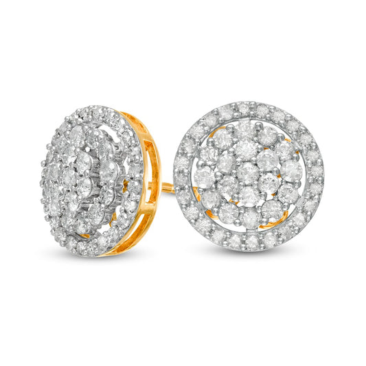 1 CT. T.W. Composite Diamond Frame Stud Earrings in 10K Gold