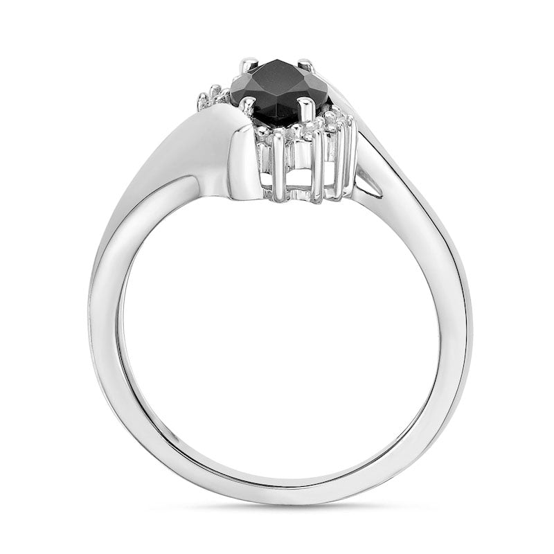 Marquise Black Onyx and Natural Diamond Accent Beaded Starburst