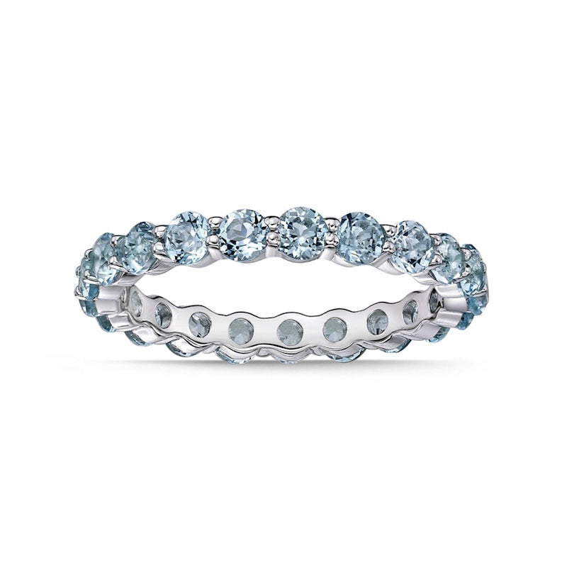 3.0mm Sky Blue Topaz Eternity Band in Sterling Silver