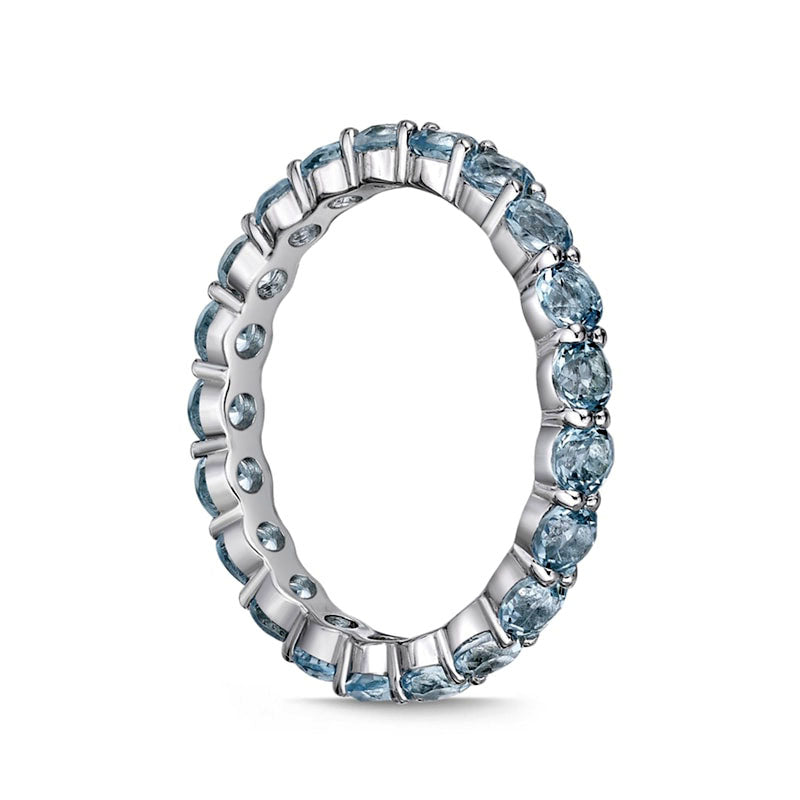 3.0mm Sky Blue Topaz Eternity Band in Sterling Silver