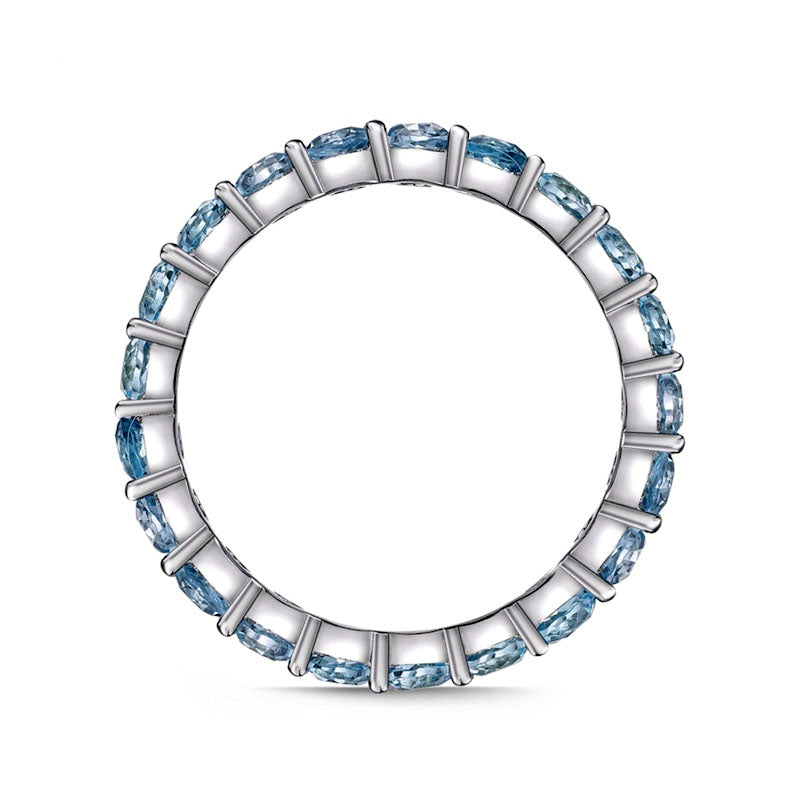 3.0mm Sky Blue Topaz Eternity Band in Sterling Silver