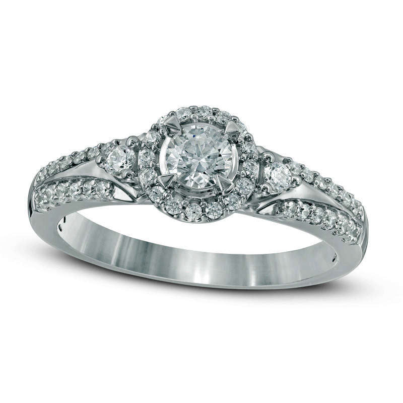 0.50 CT. T.W. Natural Diamond Frame and Edge Engagement Ring in Solid 10K White Gold