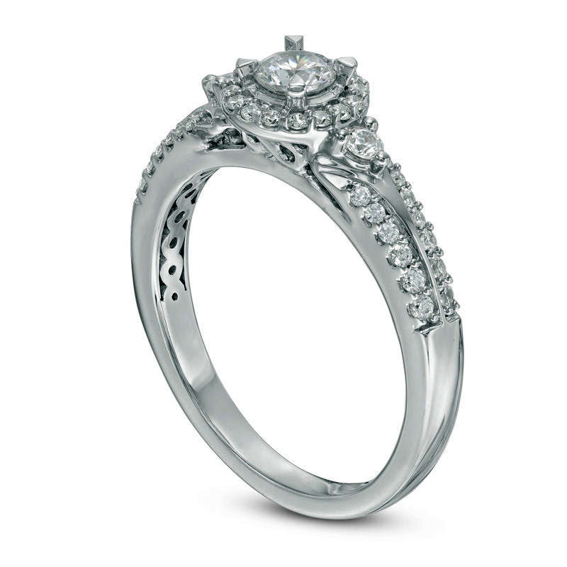 0.50 CT. T.W. Natural Diamond Frame and Edge Engagement Ring in Solid 10K White Gold