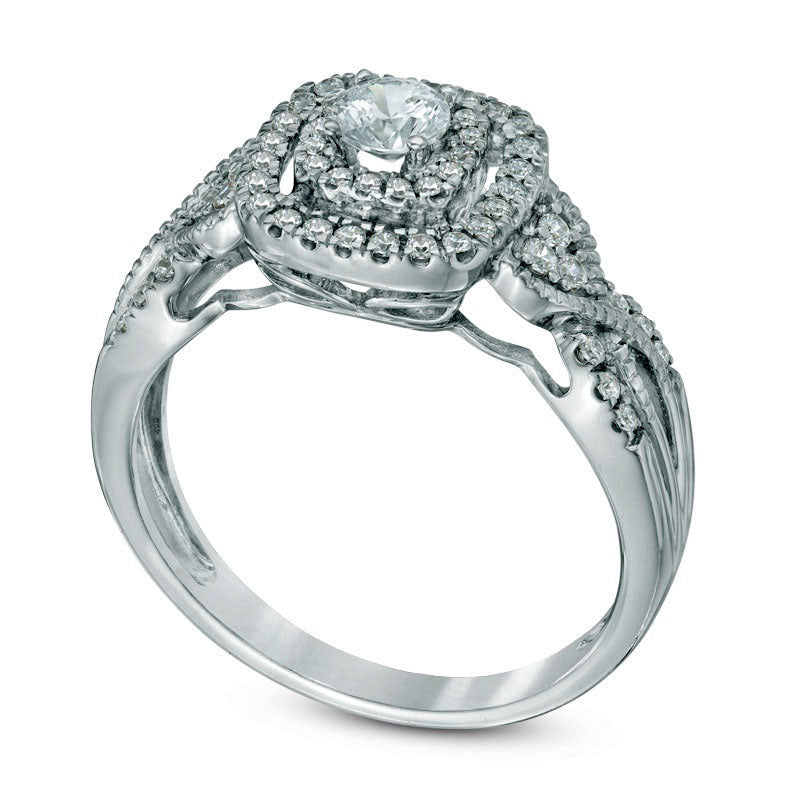 0.50 CT. T.W. Natural Diamond Frame Antique Vintage-Style Engagement Ring in Solid 10K White Gold