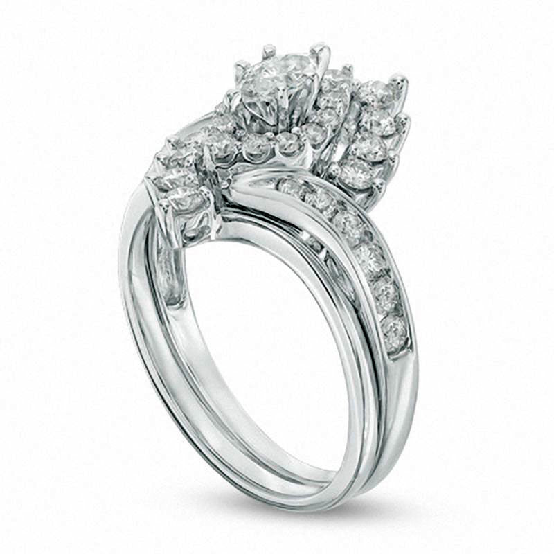 1.0 CT. T.W. Marquise Natural Diamond Frame Bridal Engagement Ring Set in Solid 14K White Gold