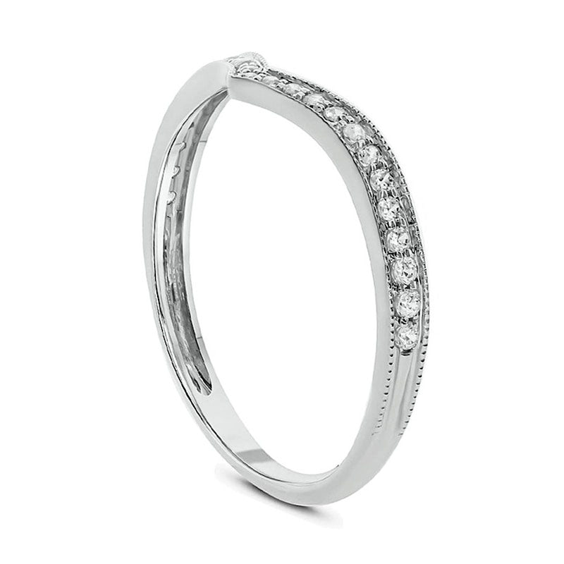 0.20 CT. T.W. Natural Diamond Antique Vintage-Style Chevron Wedding Band in Solid 10K White Gold