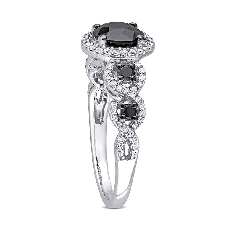 2.0 CT. T.W. Enhanced Black and White Natural Diamond Frame Five Stone Engagement Ring in Solid 10K White Gold