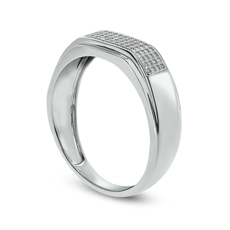 Men's 0.33 CT. T.W. Natural Diamond Squared Wedding Band in Solid 10K White Gold